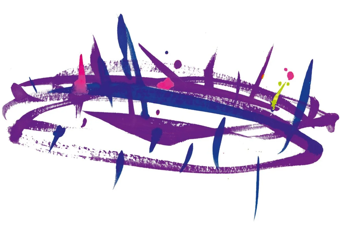 Abbildung vom Dornenkrone in lila Farbtönen