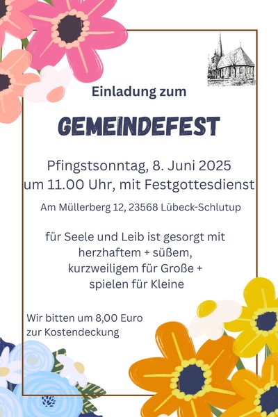 Ankündigung des Gemeindefestes am 9.6.25